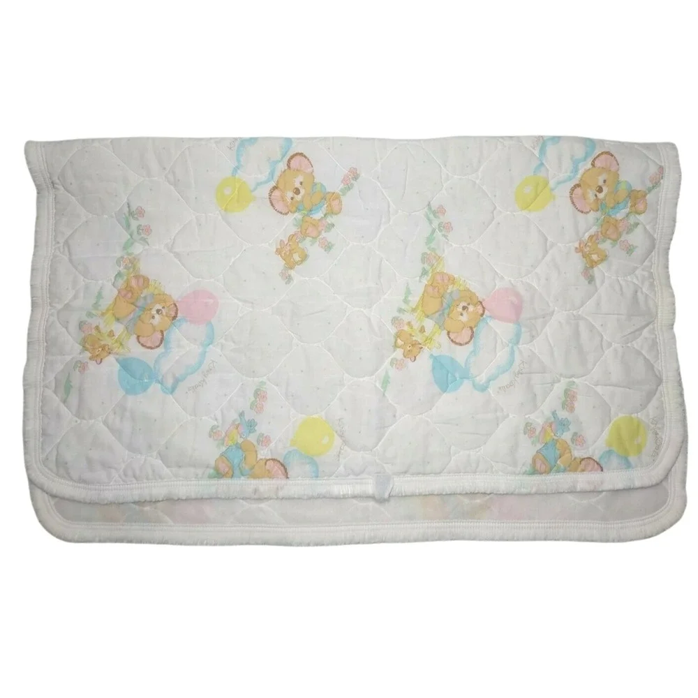 Vtg Kirby Koala Curity Quilted Baby Crib Blanket White Pastel 32x42‎ Lovey HTF